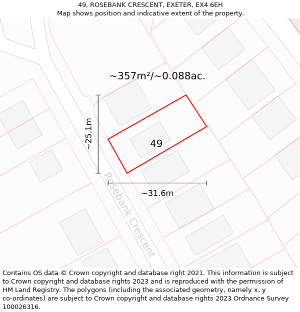 49, ROSEBANK CRESCENT, EXETER, EX4 6EH: Plot and title map