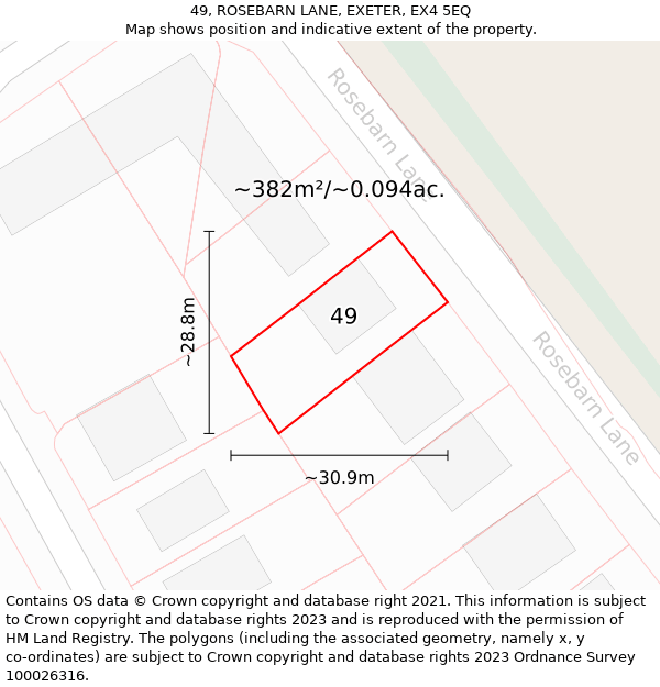 49, ROSEBARN LANE, EXETER, EX4 5EQ: Plot and title map