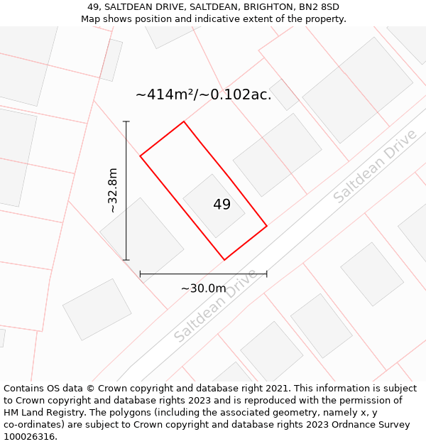 49, SALTDEAN DRIVE, SALTDEAN, BRIGHTON, BN2 8SD: Plot and title map