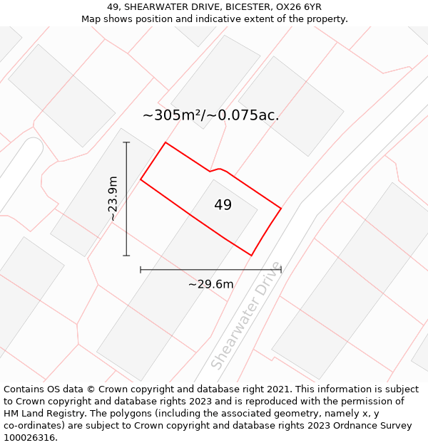 49, SHEARWATER DRIVE, BICESTER, OX26 6YR: Plot and title map