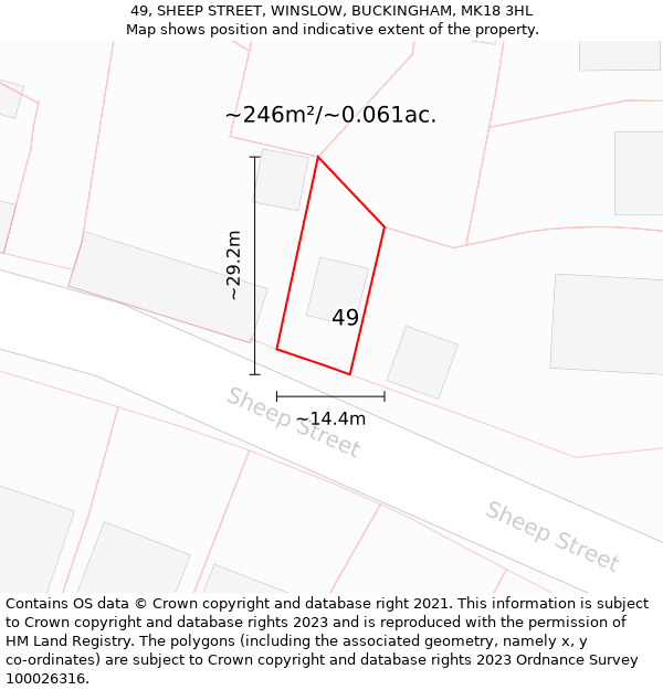 49, SHEEP STREET, WINSLOW, BUCKINGHAM, MK18 3HL: Plot and title map