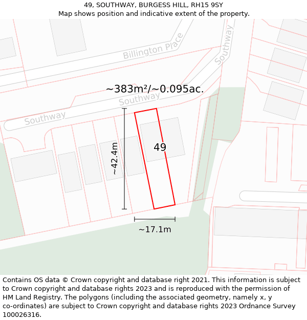 49, SOUTHWAY, BURGESS HILL, RH15 9SY: Plot and title map