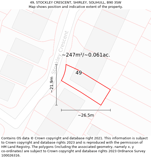 49, STOCKLEY CRESCENT, SHIRLEY, SOLIHULL, B90 3SW: Plot and title map