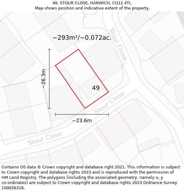 49, STOUR CLOSE, HARWICH, CO12 4TL: Plot and title map