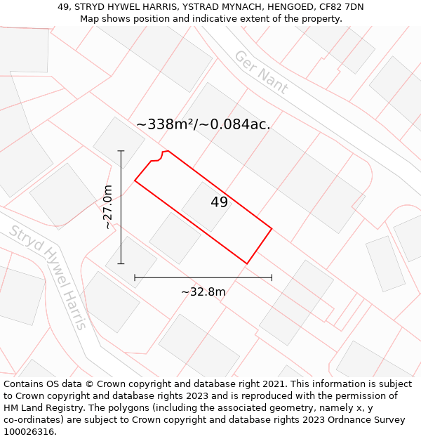 49, STRYD HYWEL HARRIS, YSTRAD MYNACH, HENGOED, CF82 7DN: Plot and title map