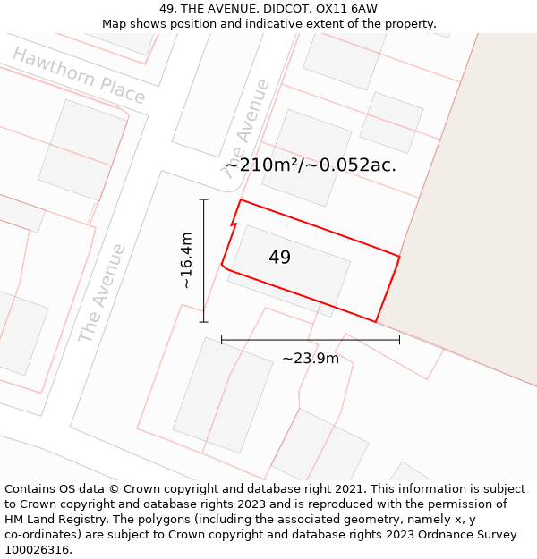 49, THE AVENUE, DIDCOT, OX11 6AW: Plot and title map