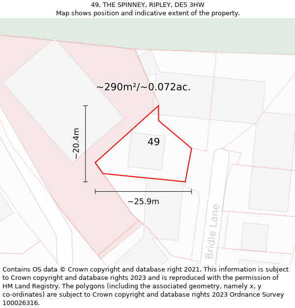 49, THE SPINNEY, RIPLEY, DE5 3HW: Plot and title map