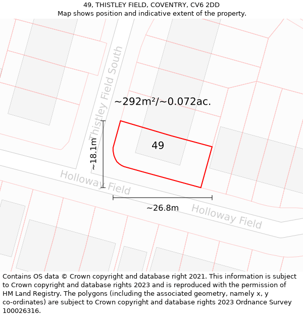 49, THISTLEY FIELD, COVENTRY, CV6 2DD: Plot and title map