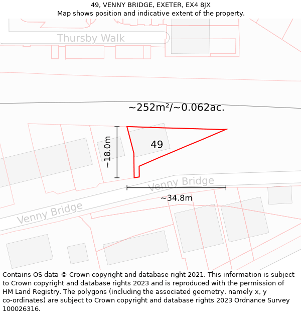 49, VENNY BRIDGE, EXETER, EX4 8JX: Plot and title map