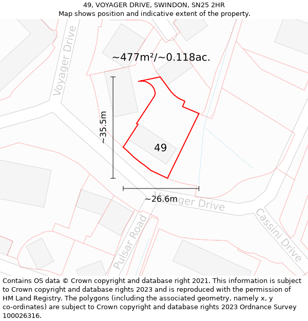 49, VOYAGER DRIVE, SWINDON, SN25 2HR: Plot and title map