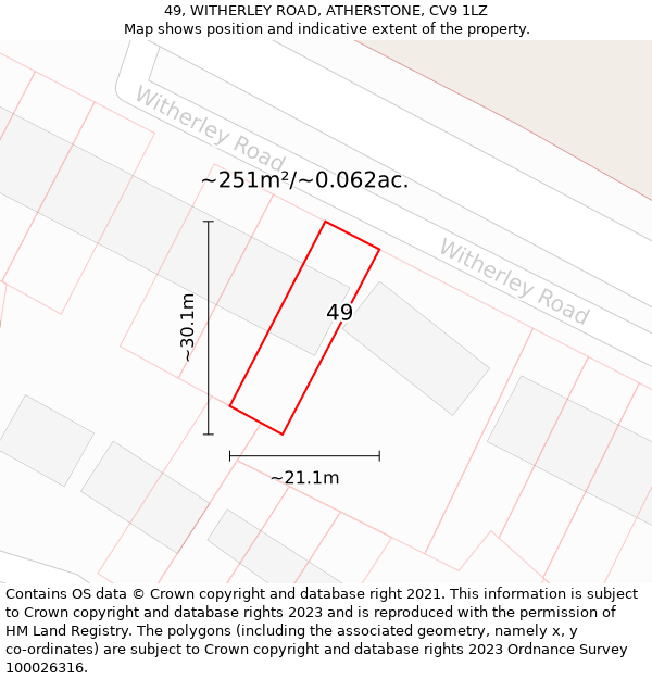 49, WITHERLEY ROAD, ATHERSTONE, CV9 1LZ: Plot and title map