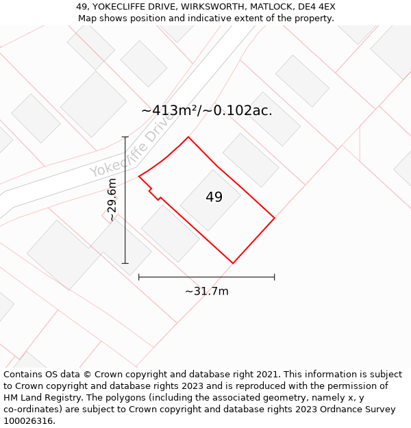 49, YOKECLIFFE DRIVE, WIRKSWORTH, MATLOCK, DE4 4EX: Plot and title map