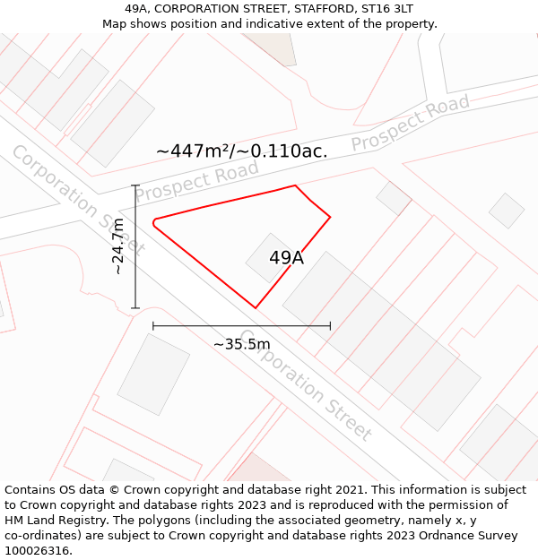 49A, CORPORATION STREET, STAFFORD, ST16 3LT: Plot and title map