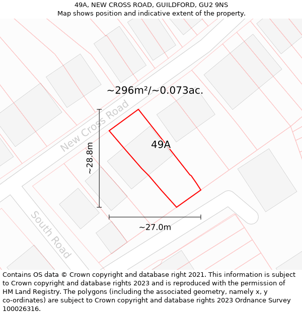 49A, NEW CROSS ROAD, GUILDFORD, GU2 9NS: Plot and title map