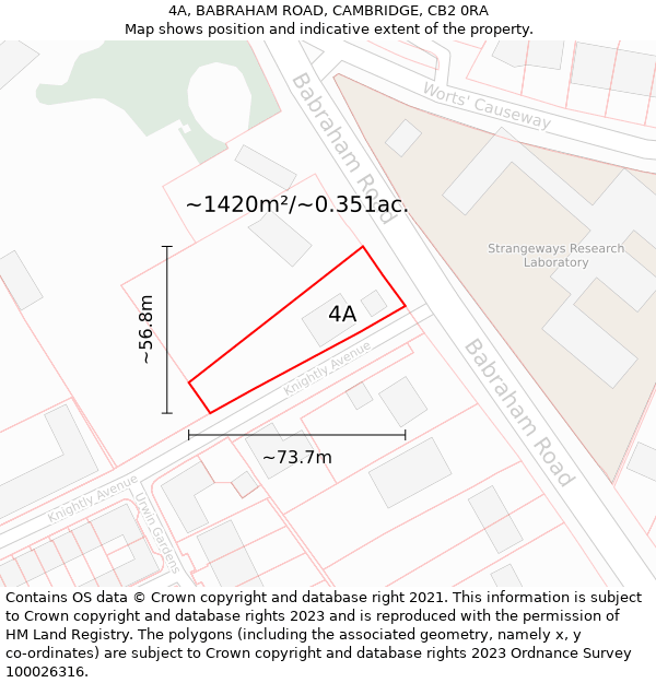 4A, BABRAHAM ROAD, CAMBRIDGE, CB2 0RA: Plot and title map