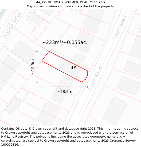 4A, COURT ROAD, WALMER, DEAL, CT14 7RQ: Plot and title map