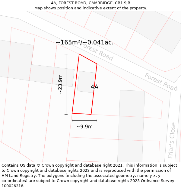 4A, FOREST ROAD, CAMBRIDGE, CB1 9JB: Plot and title map