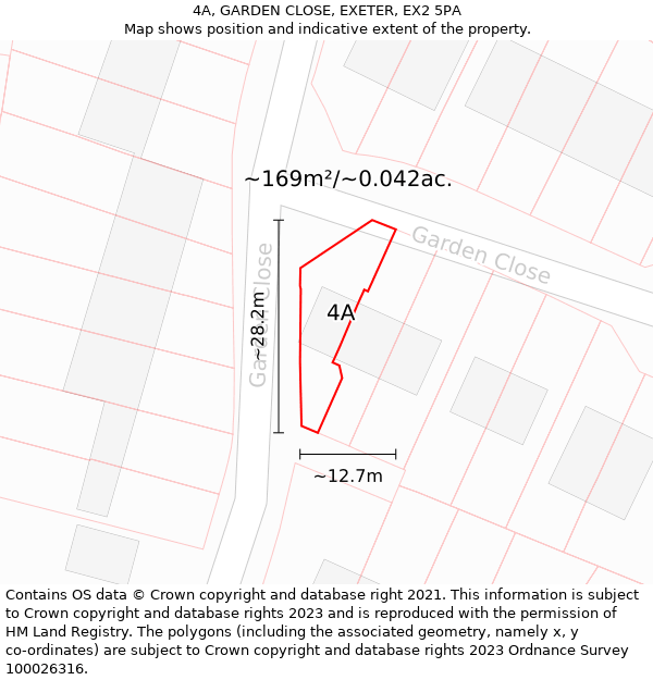 4A, GARDEN CLOSE, EXETER, EX2 5PA: Plot and title map