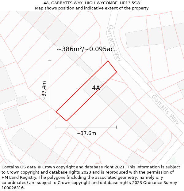 4A, GARRATTS WAY, HIGH WYCOMBE, HP13 5SW: Plot and title map