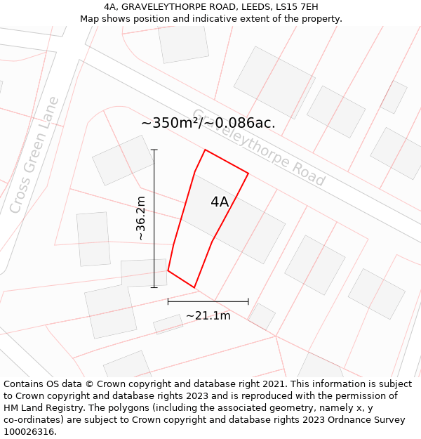 4A, GRAVELEYTHORPE ROAD, LEEDS, LS15 7EH: Plot and title map