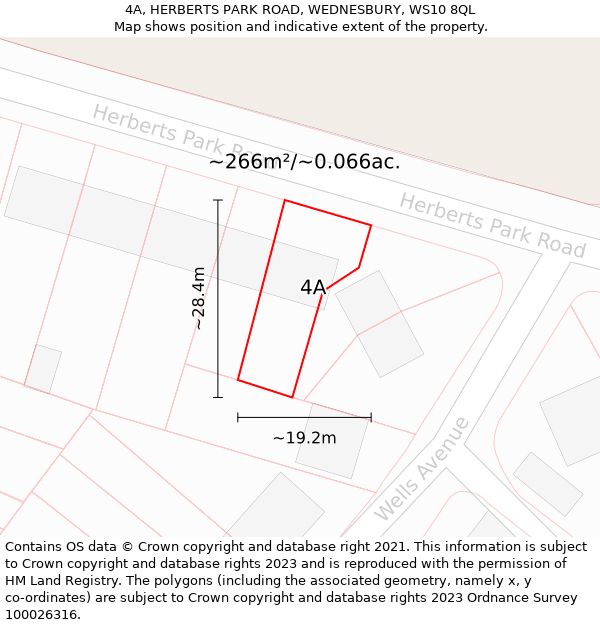 4A, HERBERTS PARK ROAD, WEDNESBURY, WS10 8QL: Plot and title map