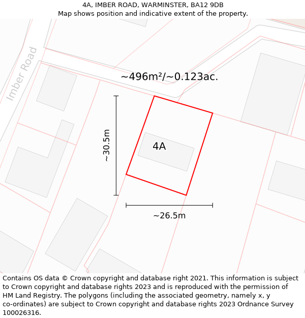 4A, IMBER ROAD, WARMINSTER, BA12 9DB: Plot and title map