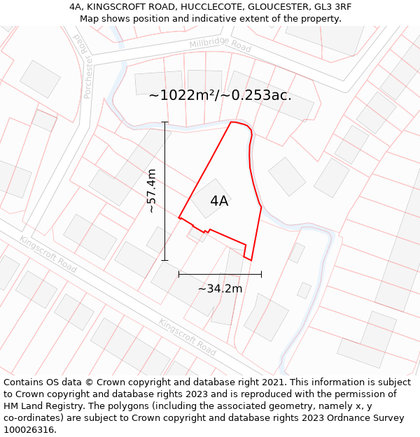 4A, KINGSCROFT ROAD, HUCCLECOTE, GLOUCESTER, GL3 3RF: Plot and title map