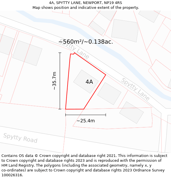 4A, SPYTTY LANE, NEWPORT, NP19 4RS: Plot and title map
