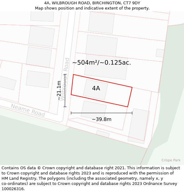 4A, WILBROUGH ROAD, BIRCHINGTON, CT7 9DY: Plot and title map