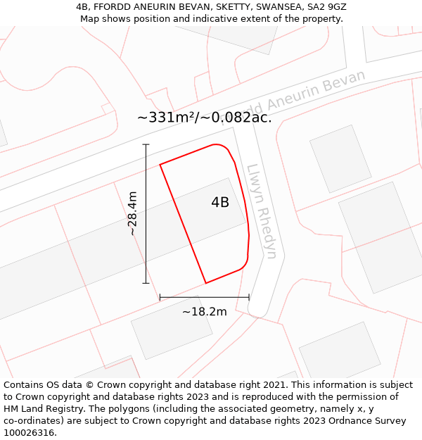 4B, FFORDD ANEURIN BEVAN, SKETTY, SWANSEA, SA2 9GZ: Plot and title map