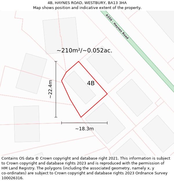 4B, HAYNES ROAD, WESTBURY, BA13 3HA: Plot and title map