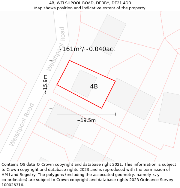 4B, WELSHPOOL ROAD, DERBY, DE21 4DB: Plot and title map