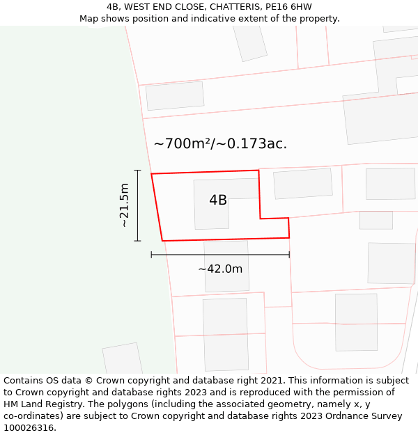 4B, WEST END CLOSE, CHATTERIS, PE16 6HW: Plot and title map