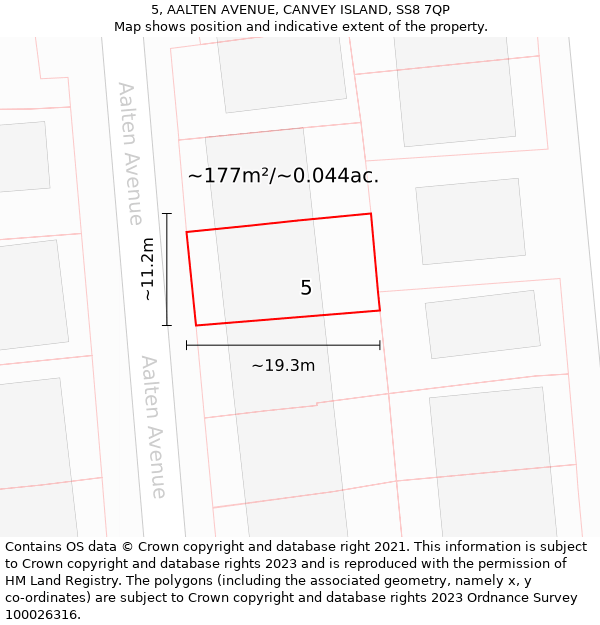 5, AALTEN AVENUE, CANVEY ISLAND, SS8 7QP: Plot and title map