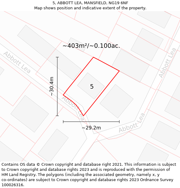 5, ABBOTT LEA, MANSFIELD, NG19 6NF: Plot and title map