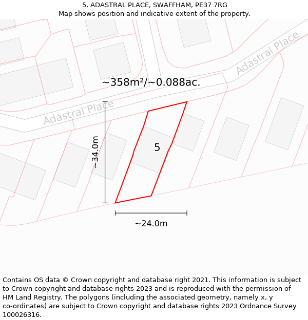 5, ADASTRAL PLACE, SWAFFHAM, PE37 7RG: Plot and title map