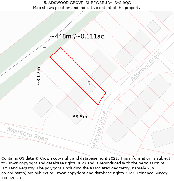 5, ADSWOOD GROVE, SHREWSBURY, SY3 9QG: Plot and title map