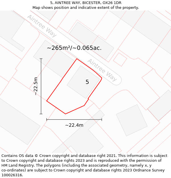 5, AINTREE WAY, BICESTER, OX26 1DR: Plot and title map