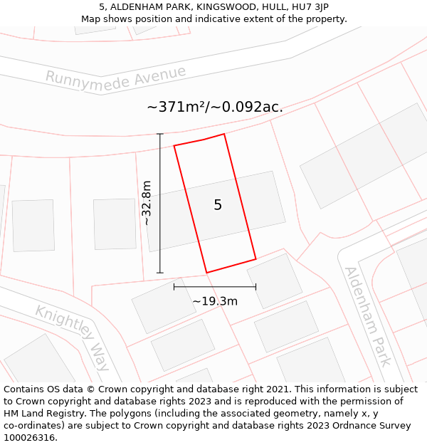 5, ALDENHAM PARK, KINGSWOOD, HULL, HU7 3JP: Plot and title map