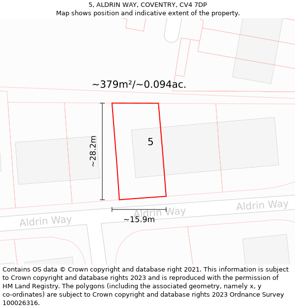 5, ALDRIN WAY, COVENTRY, CV4 7DP: Plot and title map