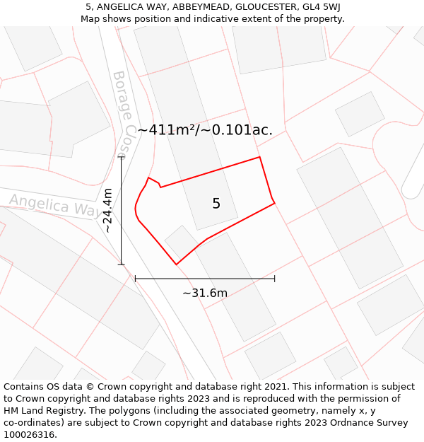 5, ANGELICA WAY, ABBEYMEAD, GLOUCESTER, GL4 5WJ: Plot and title map