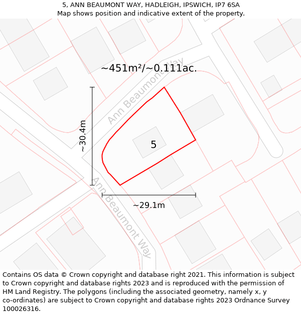 5, ANN BEAUMONT WAY, HADLEIGH, IPSWICH, IP7 6SA: Plot and title map