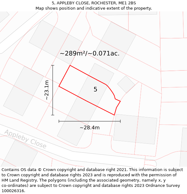 5, APPLEBY CLOSE, ROCHESTER, ME1 2BS: Plot and title map