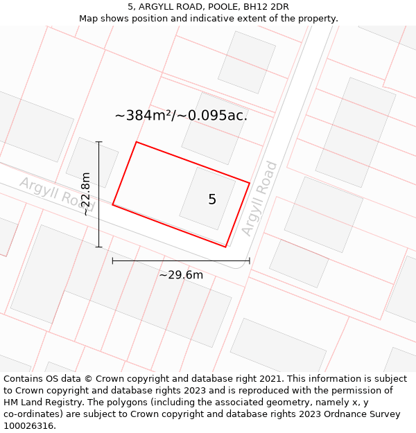 5, ARGYLL ROAD, POOLE, BH12 2DR: Plot and title map