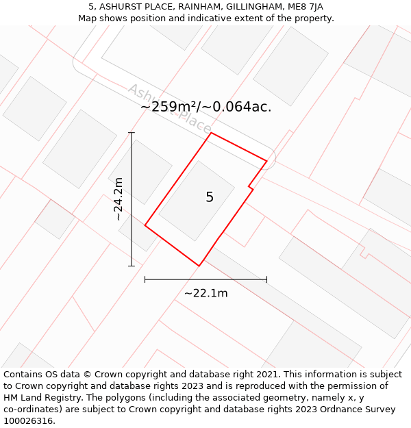 5, ASHURST PLACE, RAINHAM, GILLINGHAM, ME8 7JA: Plot and title map