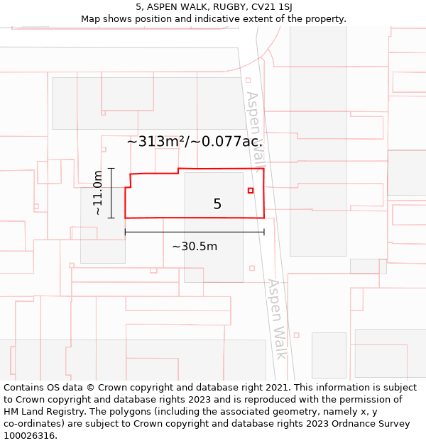 5, ASPEN WALK, RUGBY, CV21 1SJ: Plot and title map