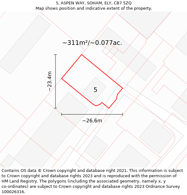 5, ASPEN WAY, SOHAM, ELY, CB7 5ZQ: Plot and title map