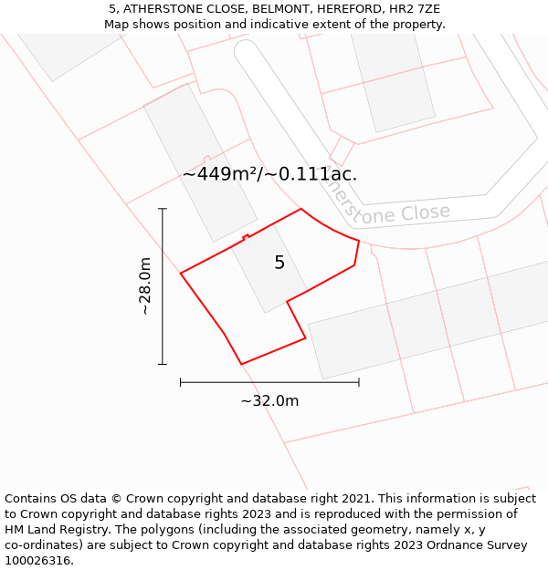 5, ATHERSTONE CLOSE, BELMONT, HEREFORD, HR2 7ZE: Plot and title map