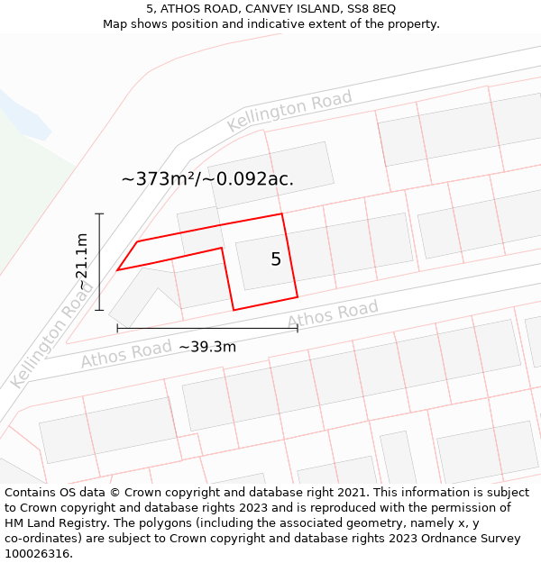 5, ATHOS ROAD, CANVEY ISLAND, SS8 8EQ: Plot and title map