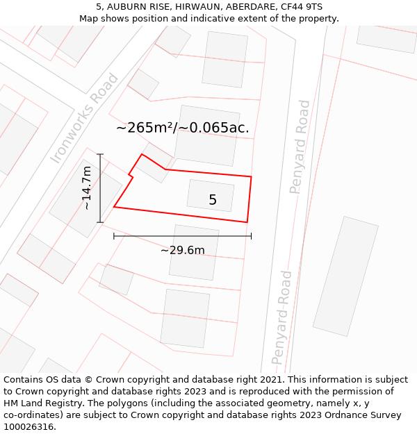 5, AUBURN RISE, HIRWAUN, ABERDARE, CF44 9TS: Plot and title map